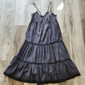 H&M Brown Sleeveless Tiered Dress; Size - 8; 56%- Viscose and 44%- Cotton
